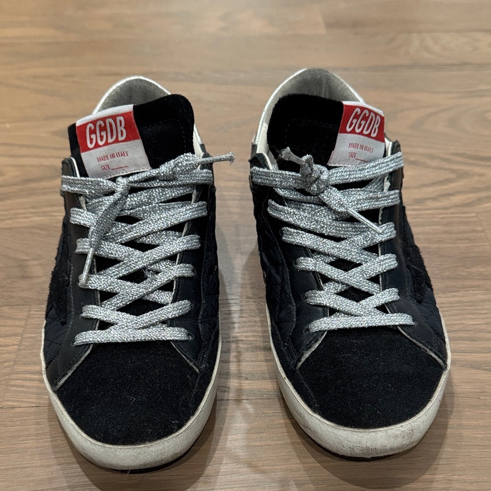 Golden Goose Black and Silver Sneakers - like new condition